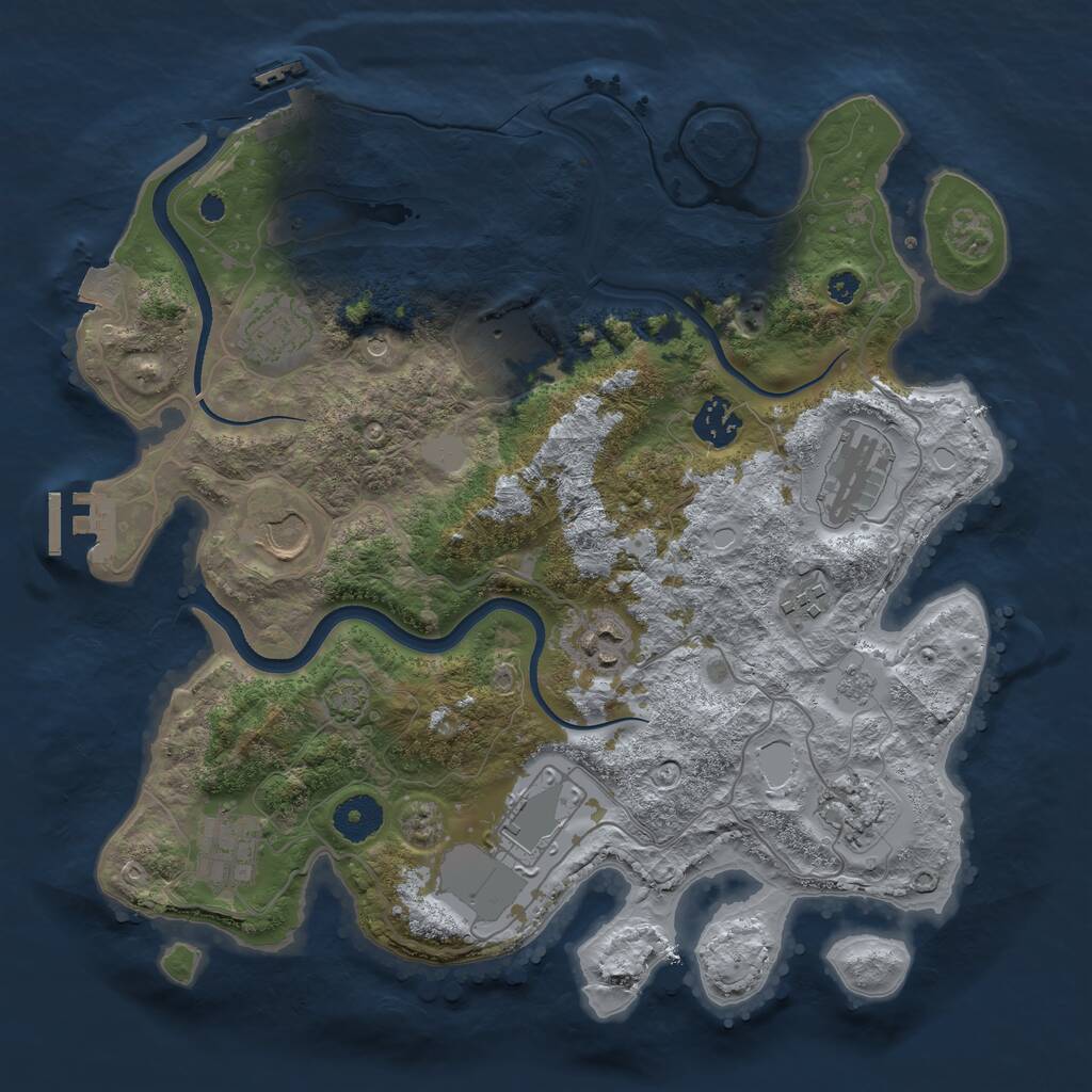 Rust Map: Procedural Map, Size: 3500, Seed: 966719038, 16 Monuments