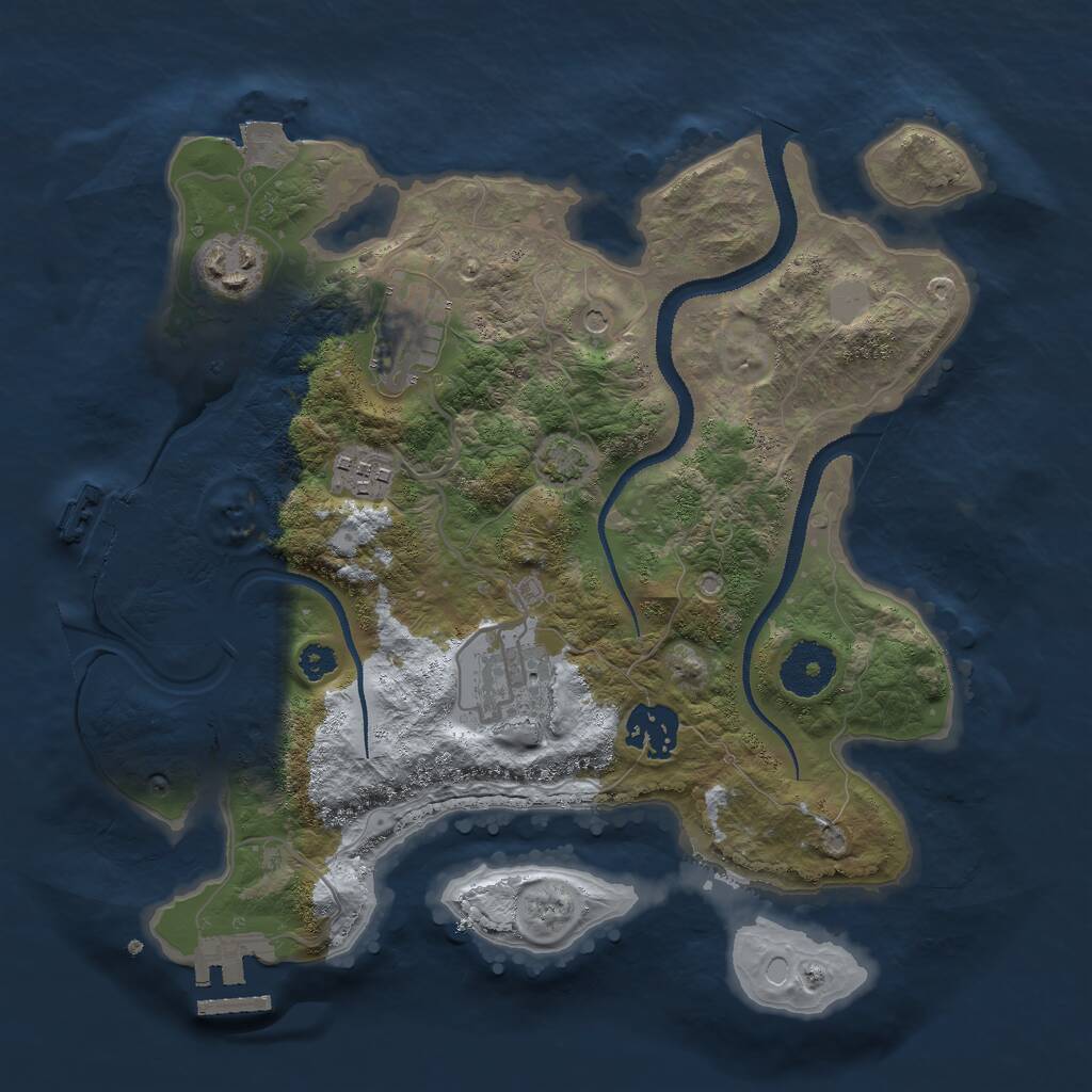 Rust Map: Procedural Map, Size: 3000, Seed: 1893833010, 10 Monuments
