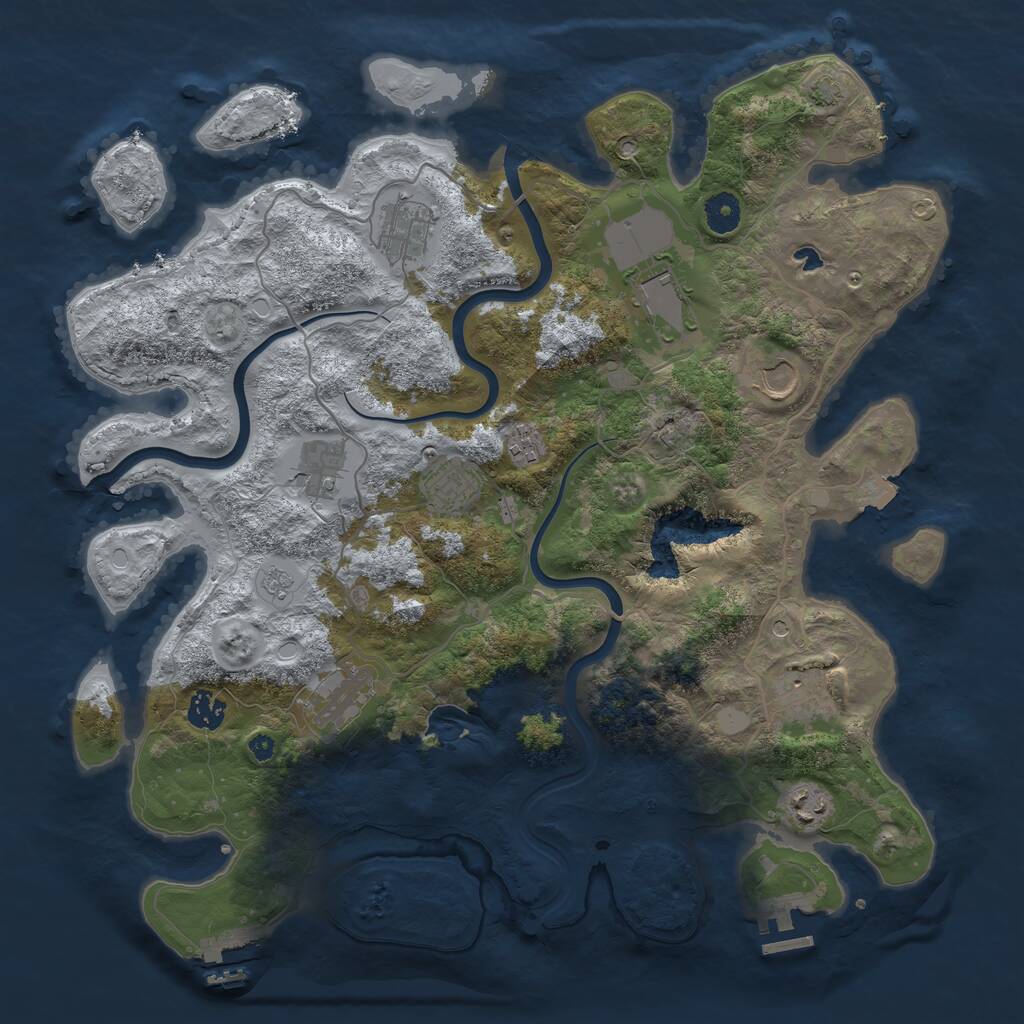 Rust Map: Procedural Map, Size: 4000, Seed: 990362, 16 Monuments
