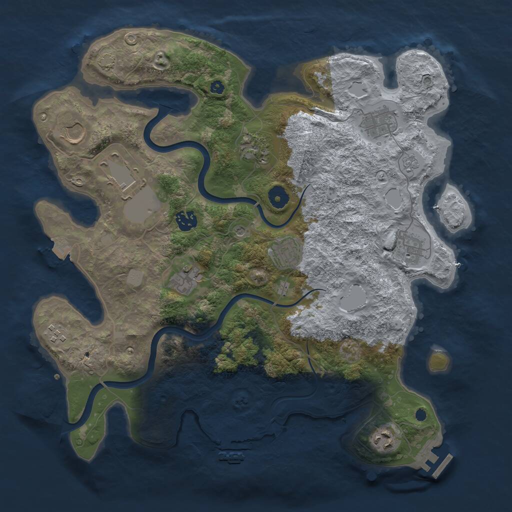 Rust Map: Procedural Map, Size: 3650, Seed: 59485, 16 Monuments