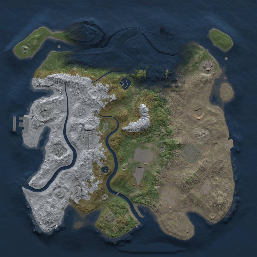 Rust Map: Procedural Map, Size: 3500, Seed: 548586744, 14 Monuments