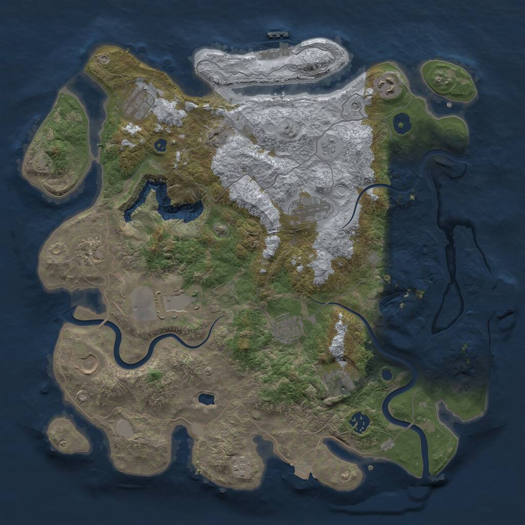 Rust Map: Procedural Map, Size: 4000, Seed: 2040625133, 16 Monuments