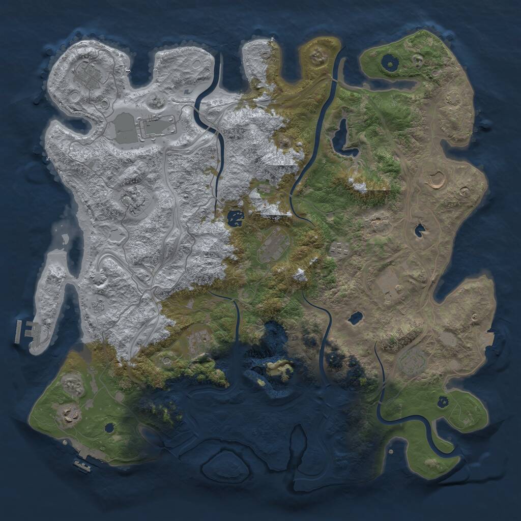 Rust Map: Procedural Map, Size: 4500, Seed: 1969054231, 17 Monuments
