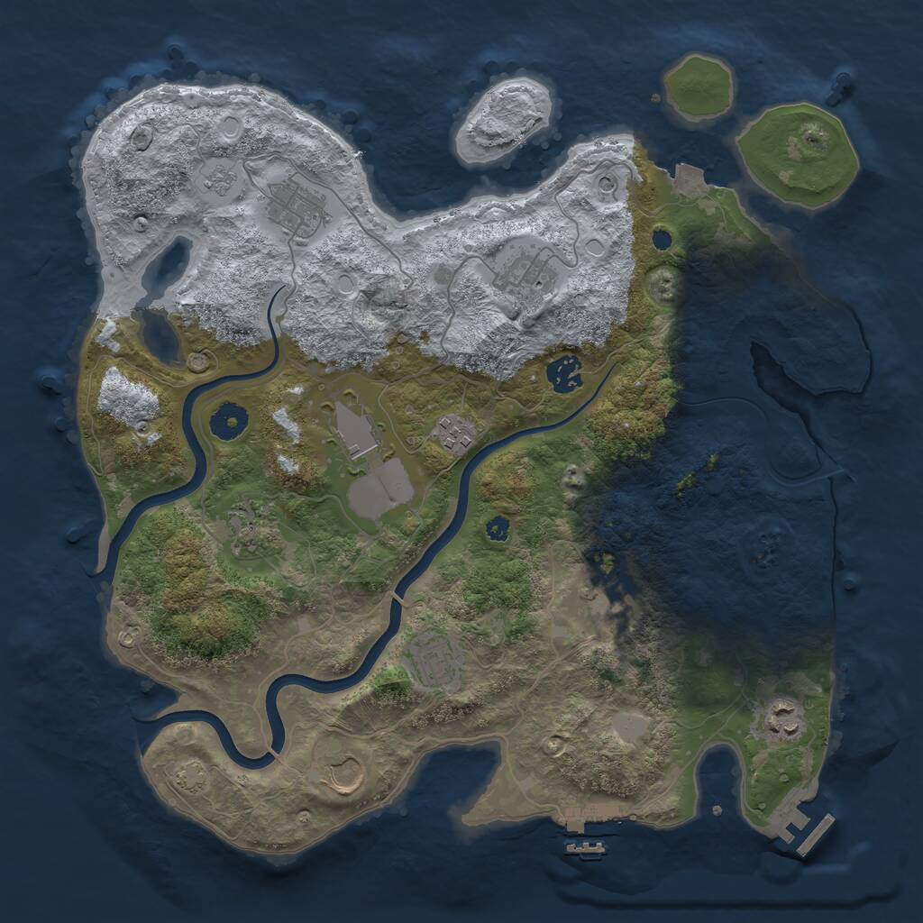 Rust Map: Procedural Map, Size: 3750, Seed: 3274499, 16 Monuments