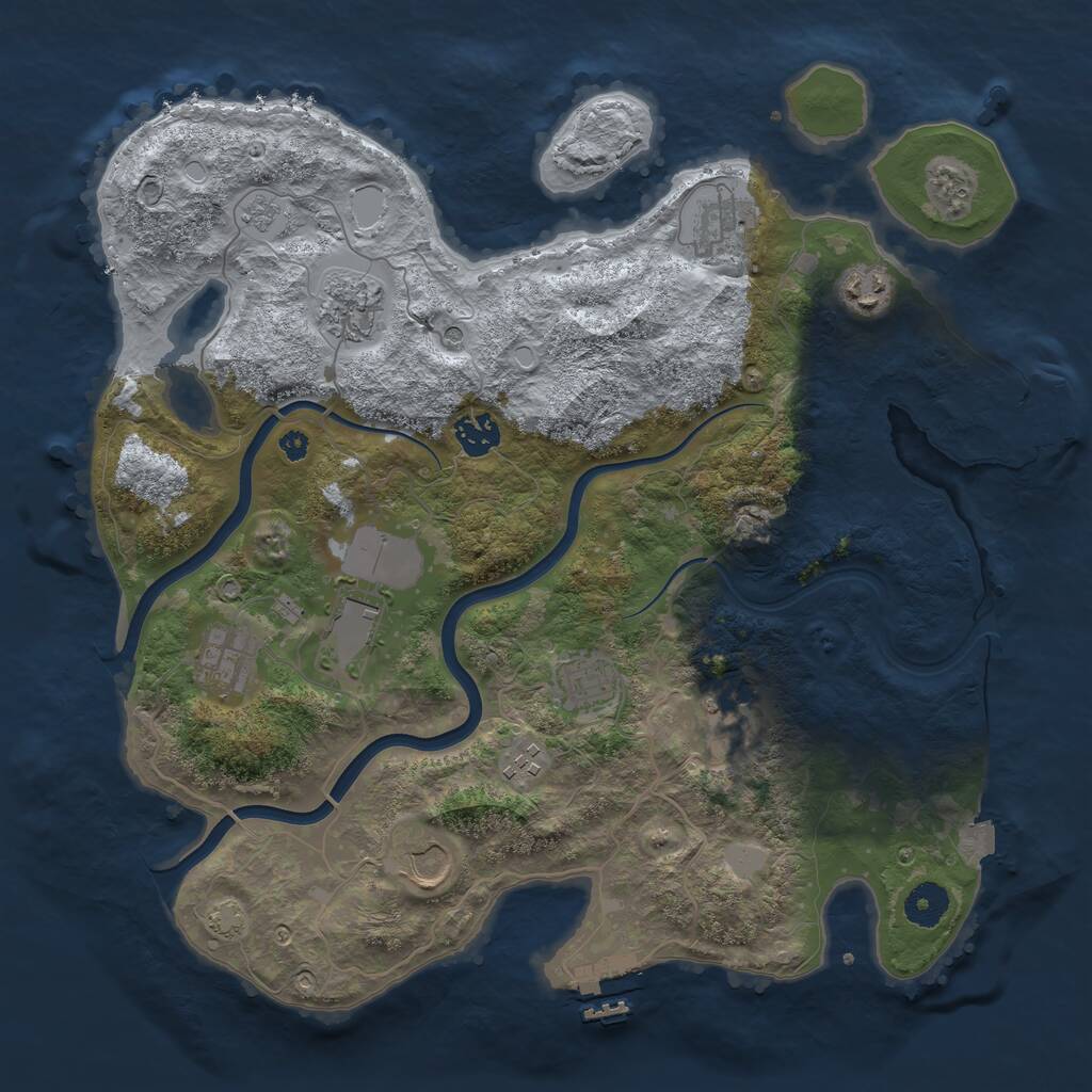 Rust Map: Procedural Map, Size: 3750, Seed: 3274499, 16 Monuments