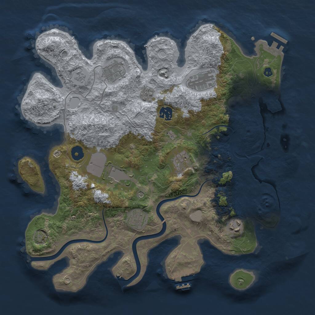 Rust Map: Procedural Map, Size: 3500, Seed: 1062817396, 14 Monuments