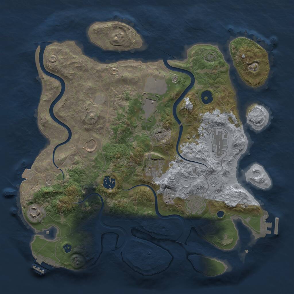 Rust Map: Procedural Map, Size: 3500, Seed: 833519130, 14 Monuments