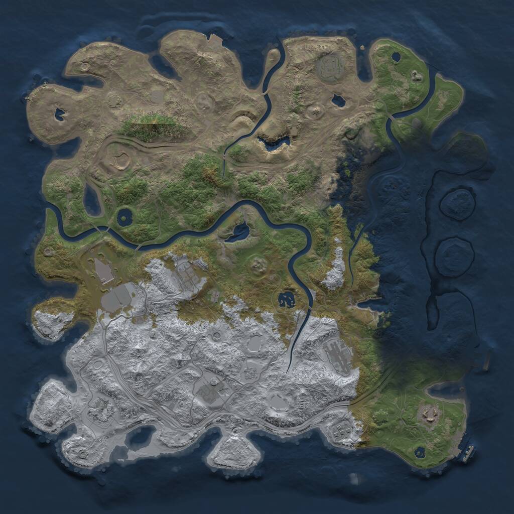 Rust Map: Procedural Map, Size: 4500, Seed: 142082522, 17 Monuments
