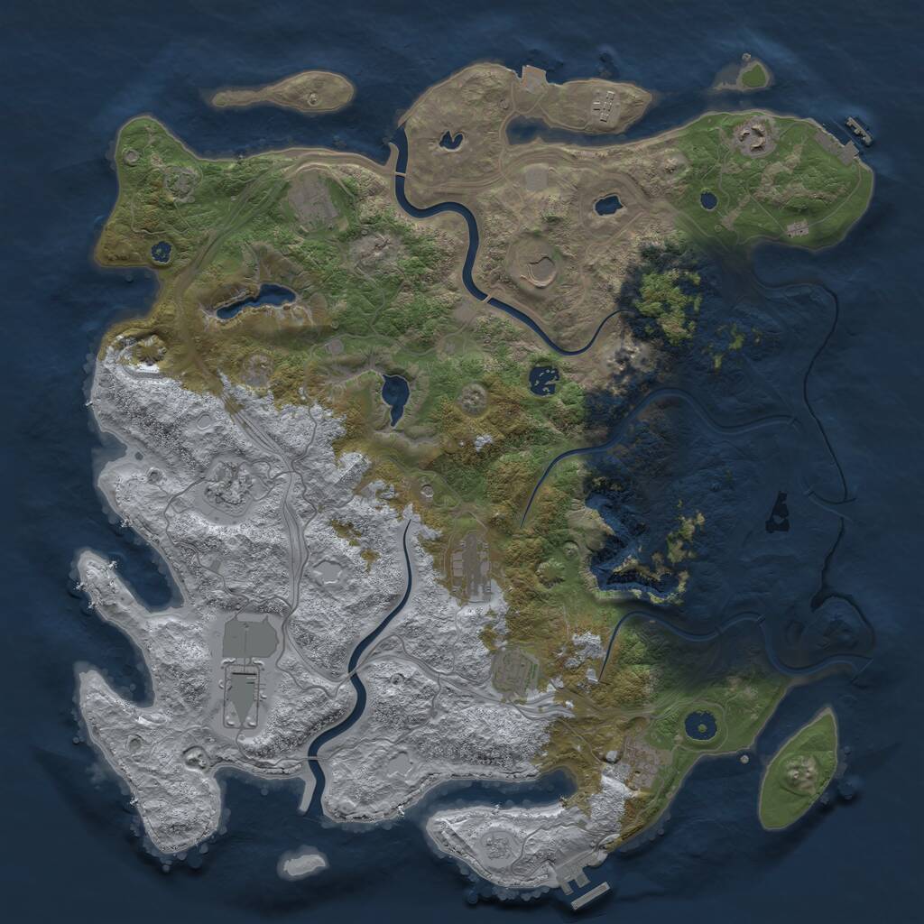 Rust Map: Procedural Map, Size: 4500, Seed: 1900894040, 16 Monuments