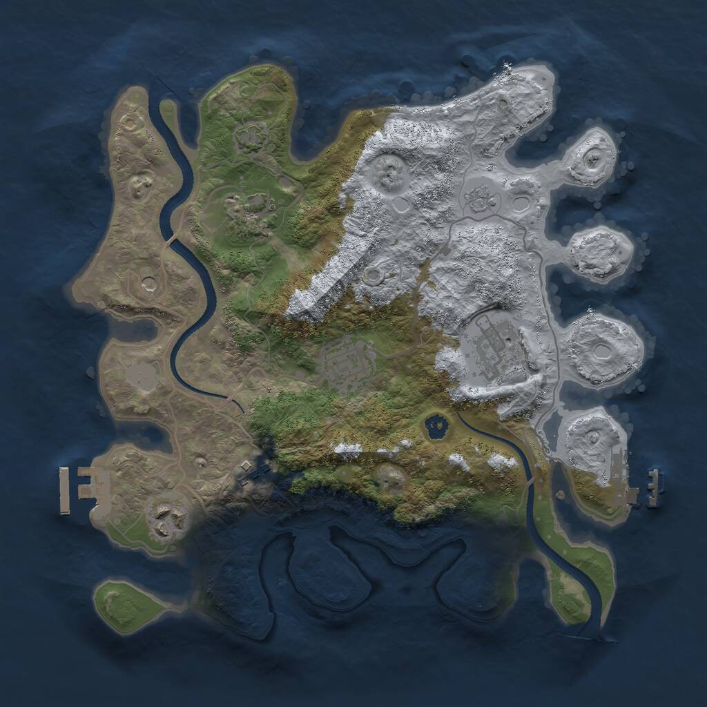 Rust Map: Procedural Map, Size: 3000, Seed: 9341025, 11 Monuments