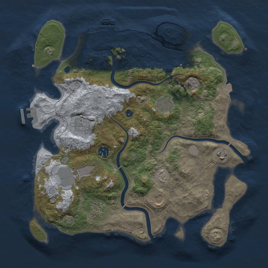 Rust Map: Procedural Map, Size: 3600, Seed: 814533358, 14 Monuments