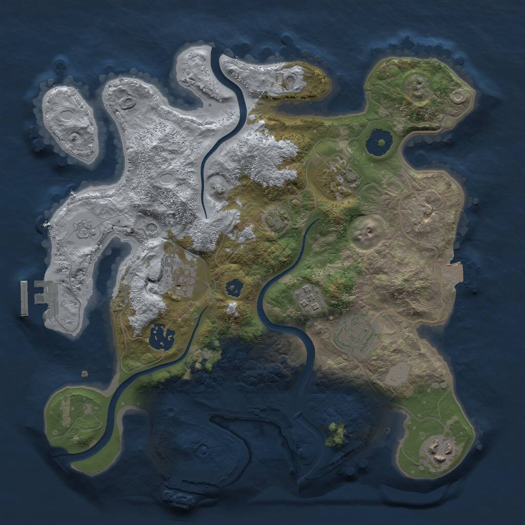 Rust Map: Procedural Map, Size: 3000, Seed: 688495735, 12 Monuments
