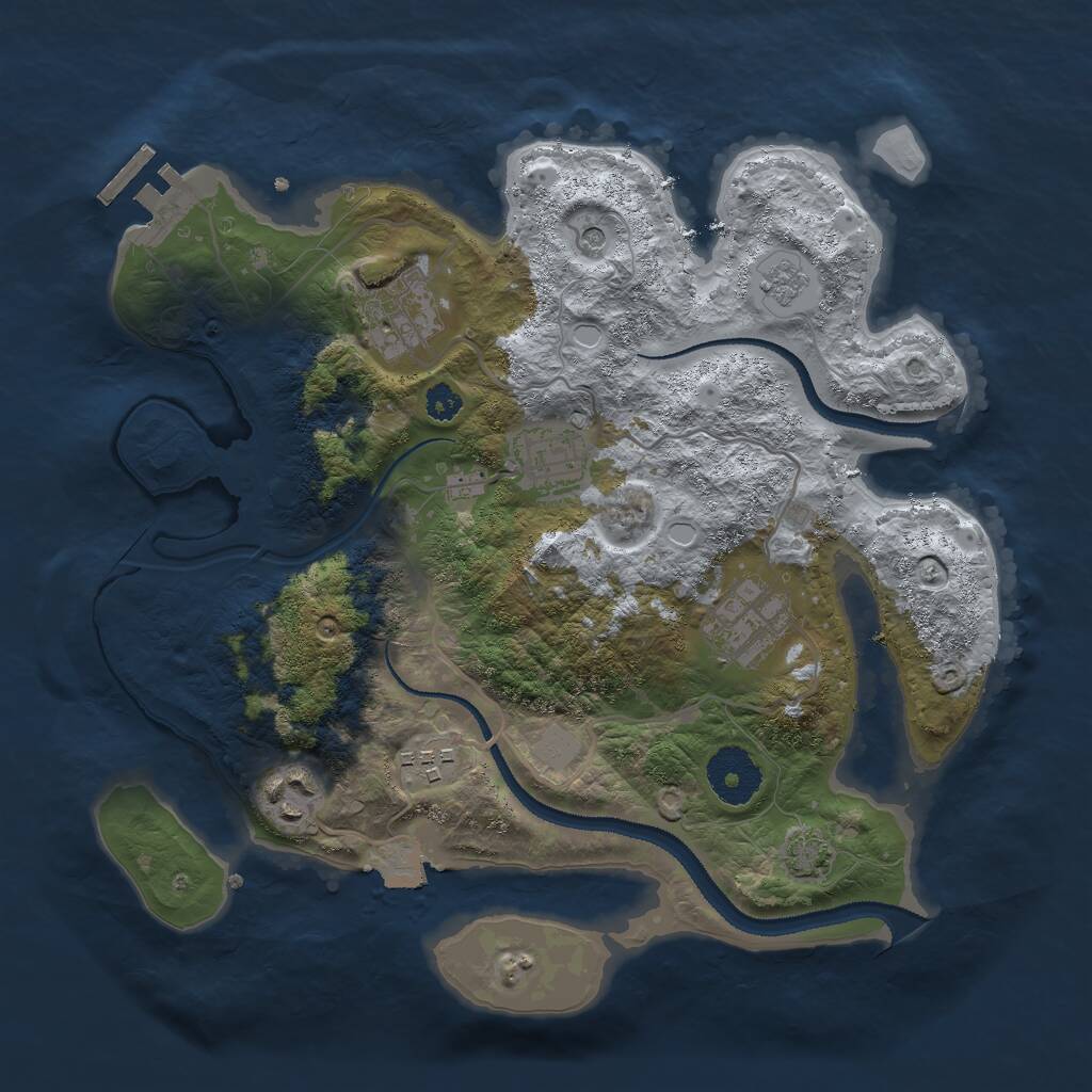Rust Map: Procedural Map, Size: 3000, Seed: 853844205, 10 Monuments
