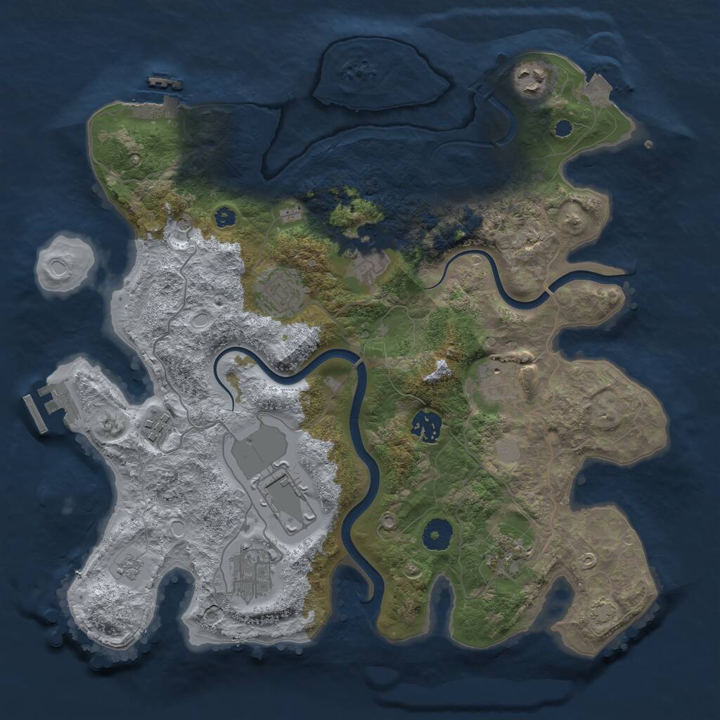 Rust Map: Procedural Map, Size: 3500, Seed: 243892695, 15 Monuments