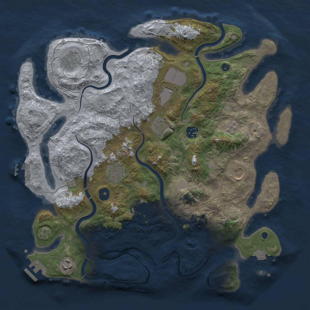 Rust Map: Procedural Map, Size: 3900, Seed: 974516507, 15 Monuments