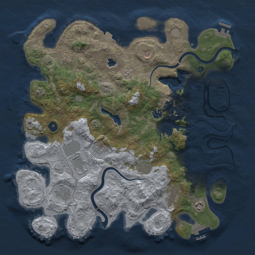 Rust Map: Procedural Map, Size: 4000, Seed: 763941146, 16 Monuments