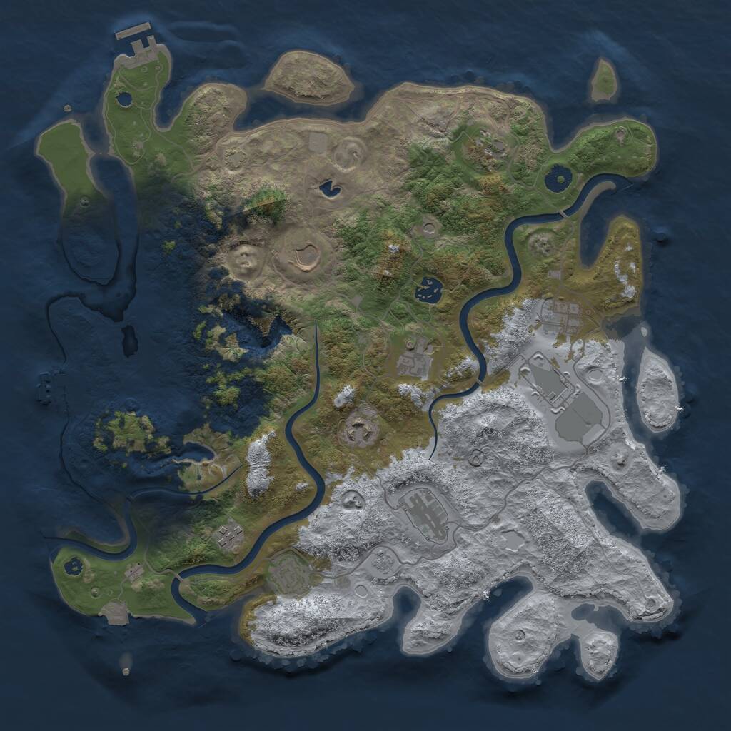 Rust Map: Procedural Map, Size: 4096, Seed: 10407, 16 Monuments