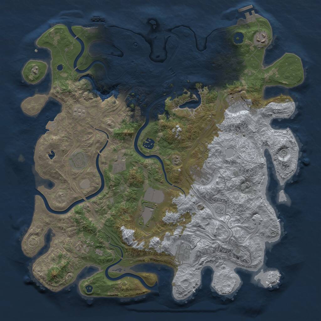 Rust Map: Procedural Map, Size: 4300, Seed: 83799380, 16 Monuments