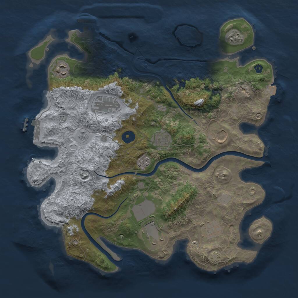 Rust Map: Procedural Map, Size: 3500, Seed: 79047979, 13 Monuments