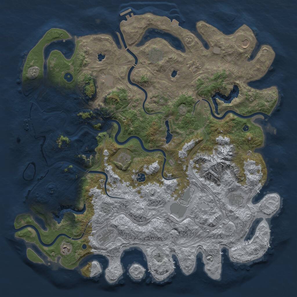 Rust Map: Procedural Map, Size: 5000, Seed: 788756223, 17 Monuments