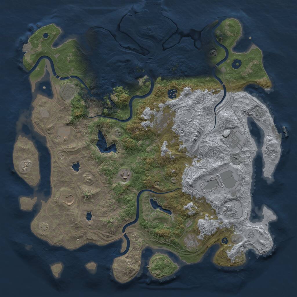 Rust Map: Procedural Map, Size: 4500, Seed: 47841837, 17 Monuments