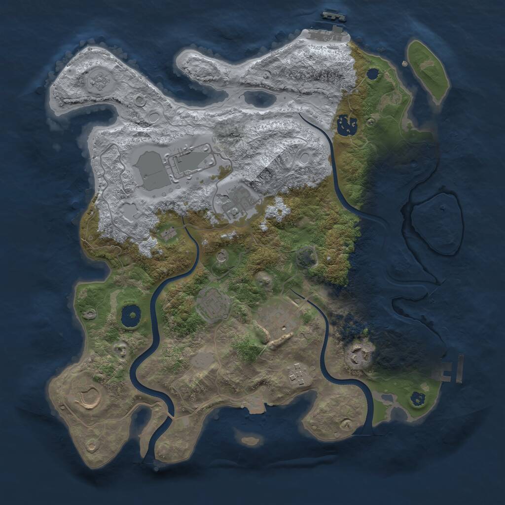 Rust Map: Procedural Map, Size: 3500, Seed: 928567, 14 Monuments