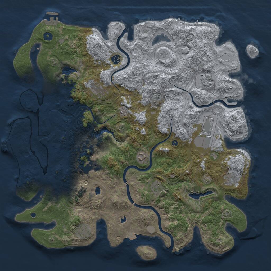 Rust Map: Procedural Map, Size: 4500, Seed: 303252202, 16 Monuments