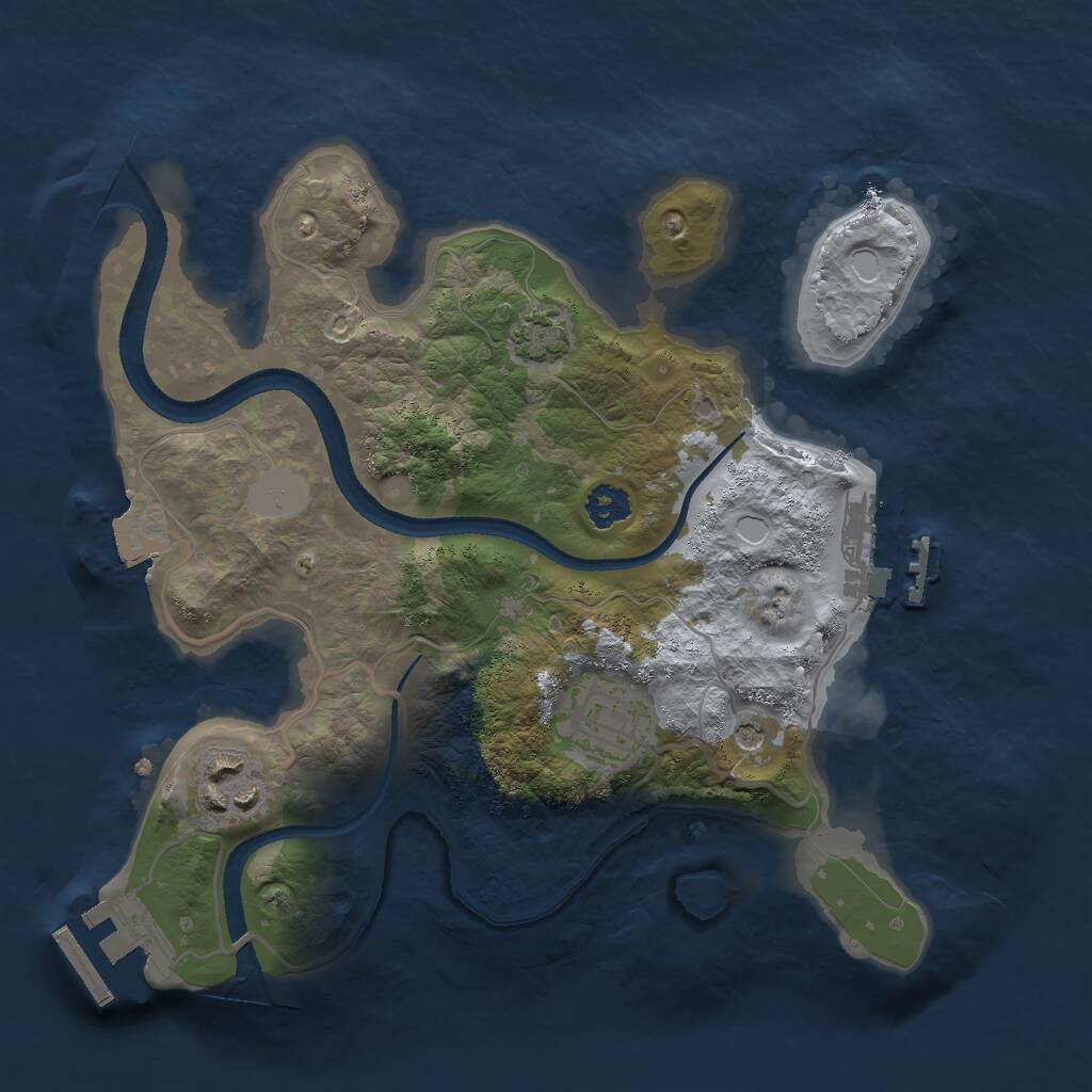 Rust Map: Procedural Map, Size: 2500, Seed: 554389, 7 Monuments