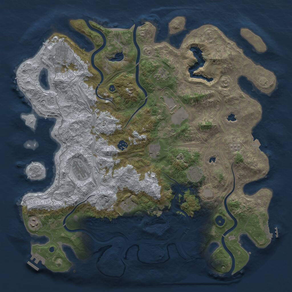 Rust Map: Procedural Map, Size: 4500, Seed: 787550408, 16 Monuments
