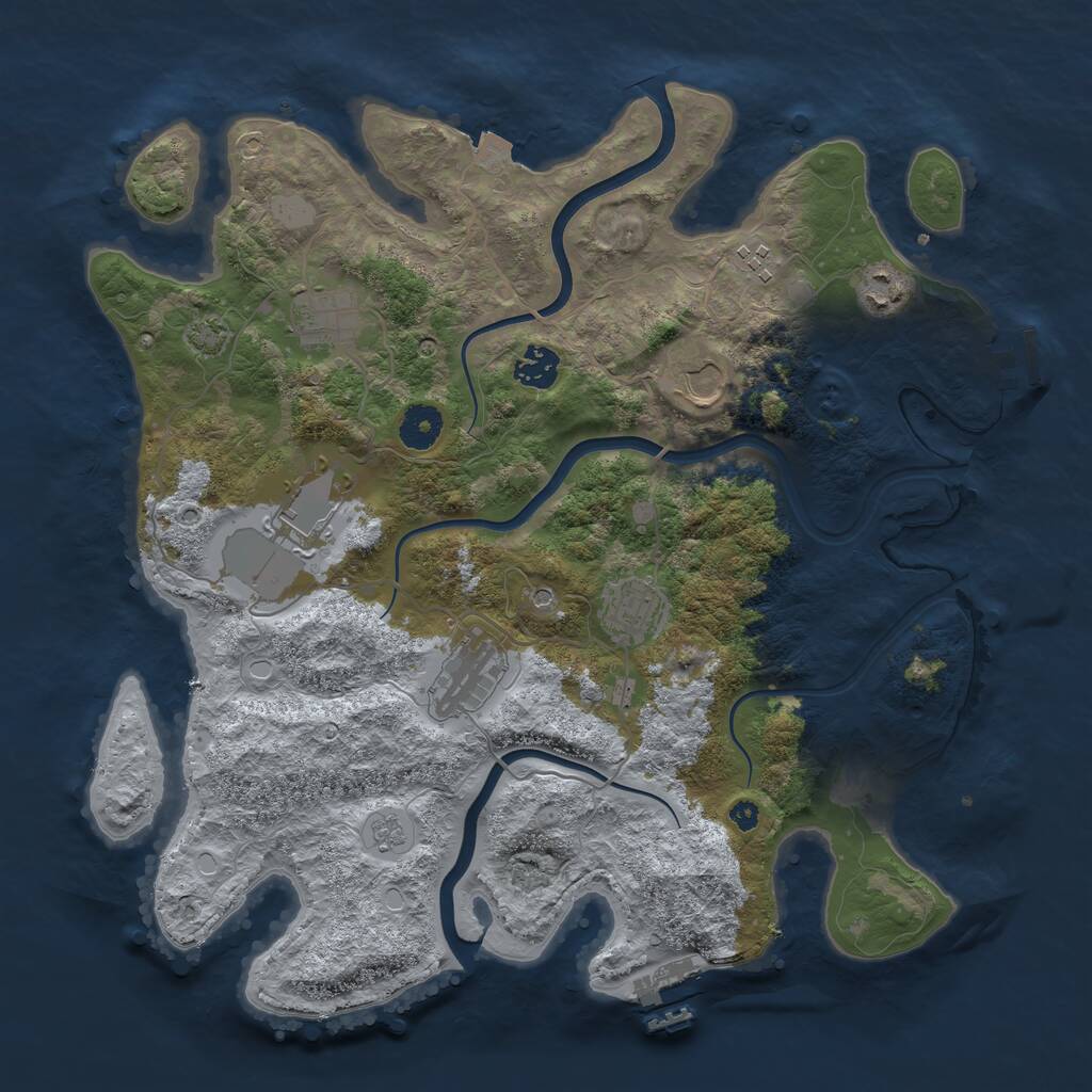 Rust Map: Procedural Map, Size: 3750, Seed: 363259665, 14 Monuments