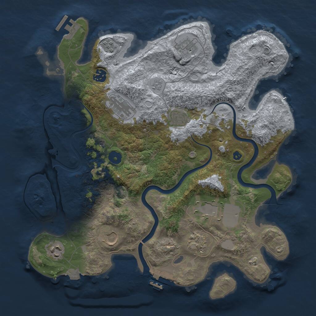 Rust Map: Procedural Map, Size: 3600, Seed: 190, 15 Monuments