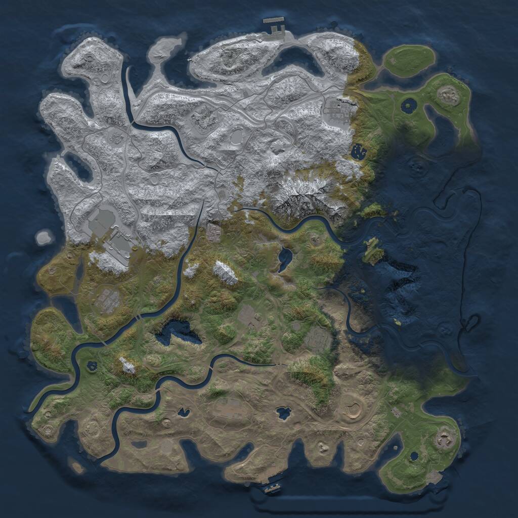 Rust Map: Procedural Map, Size: 5000, Seed: 398275710, 17 Monuments