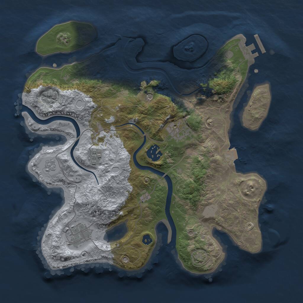 Rust Map: Procedural Map, Size: 3000, Seed: 29121062, 9 Monuments