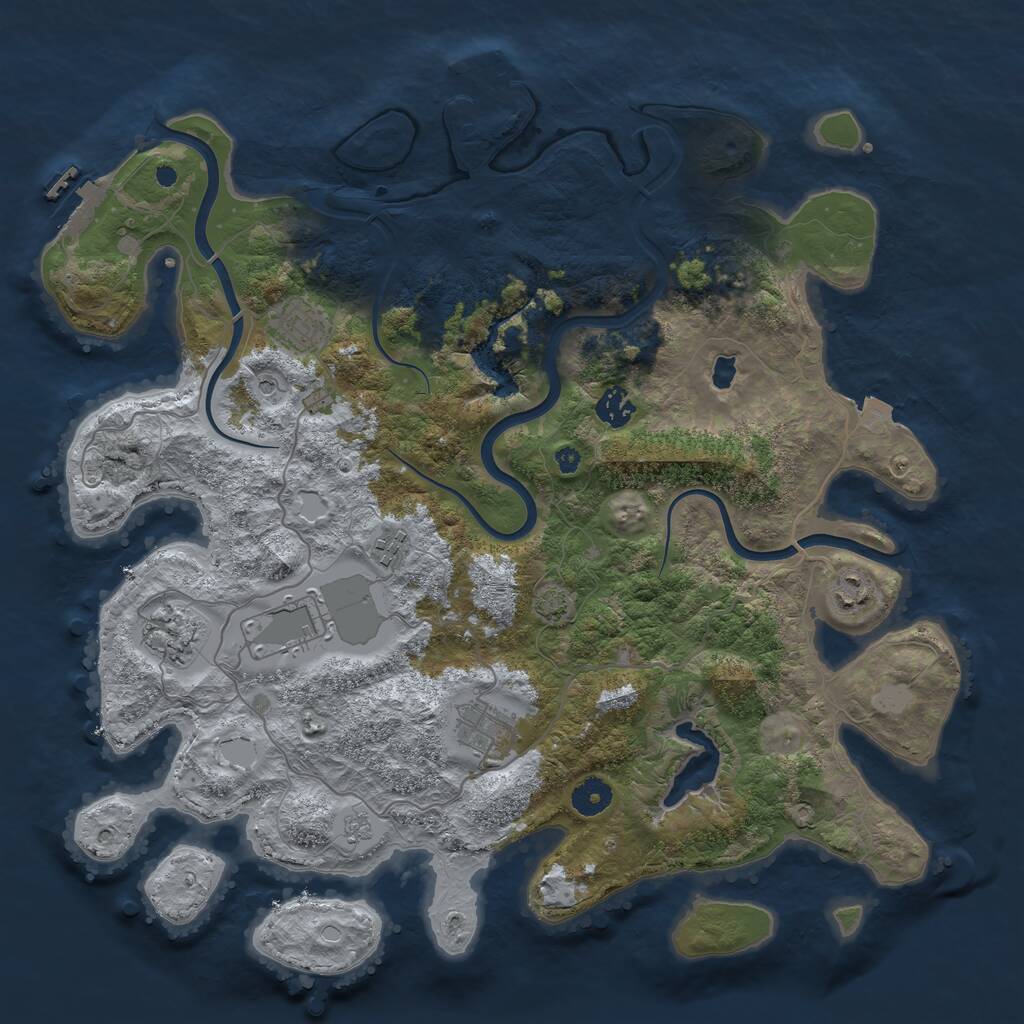 Rust Map: Procedural Map, Size: 4000, Seed: 9435, 13 Monuments