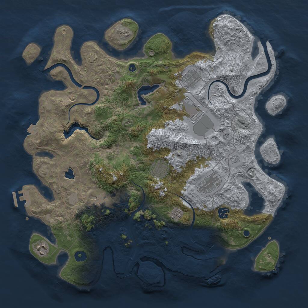 Rust Map: Procedural Map, Size: 4000, Seed: 1371317510, 14 Monuments