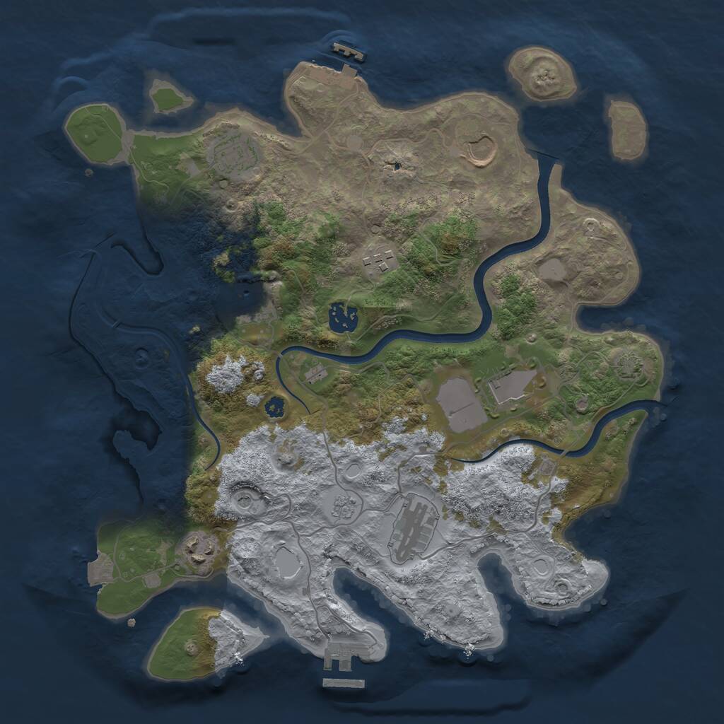 Rust Map: Procedural Map, Size: 3500, Seed: 176839492, 14 Monuments
