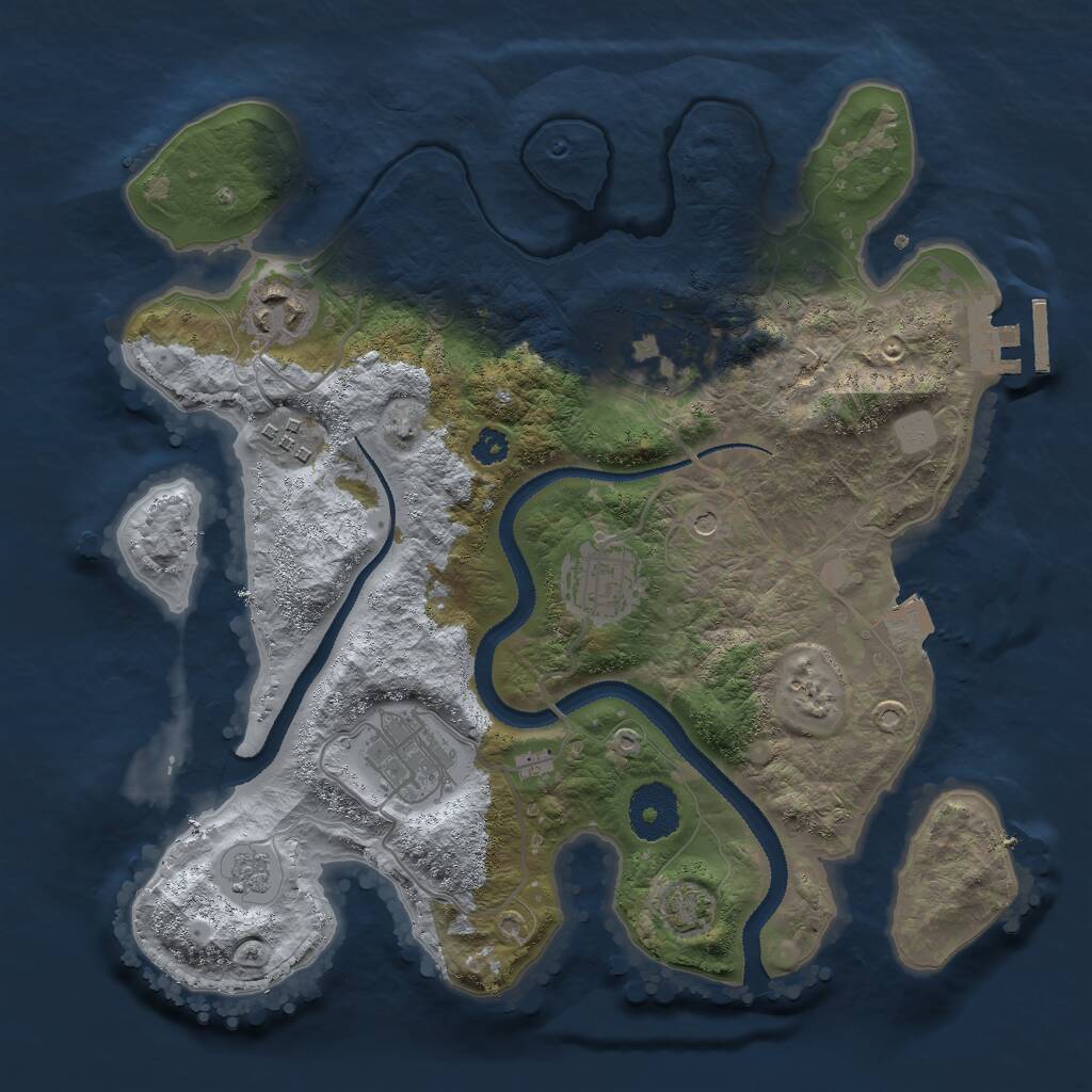 Rust Map: Procedural Map, Size: 3000, Seed: 43854, 10 Monuments