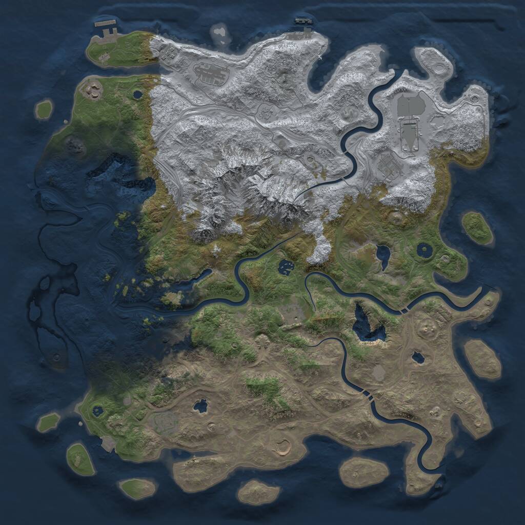 Rust Map: Procedural Map, Size: 5000, Seed: 100748376, 16 Monuments