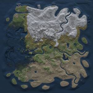 Thumbnail Rust Map: Procedural Map, Size: 5000, Seed: 100748376, 16 Monuments
