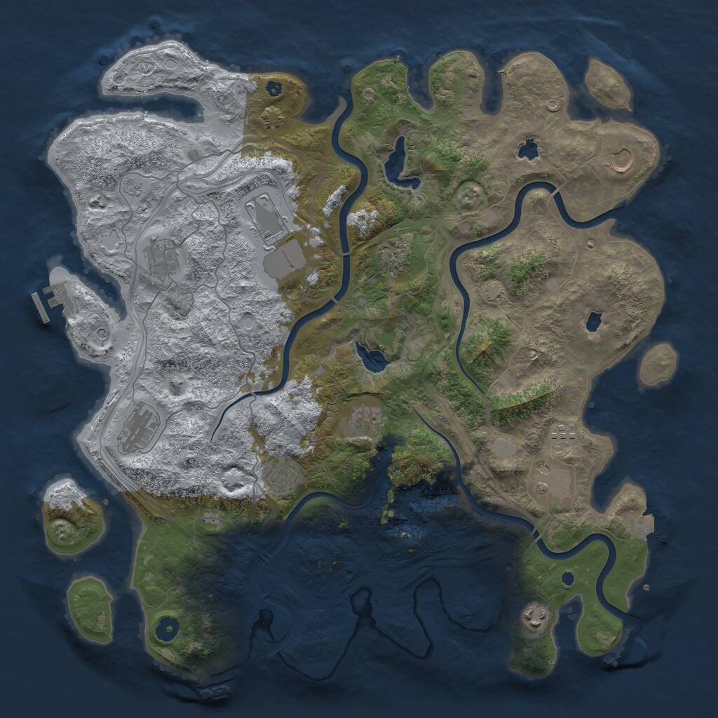 Rust Map: Procedural Map, Size: 4500, Seed: 973526998, 16 Monuments