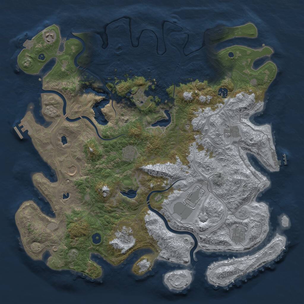 Rust Map: Procedural Map, Size: 4500, Seed: 15545, 16 Monuments