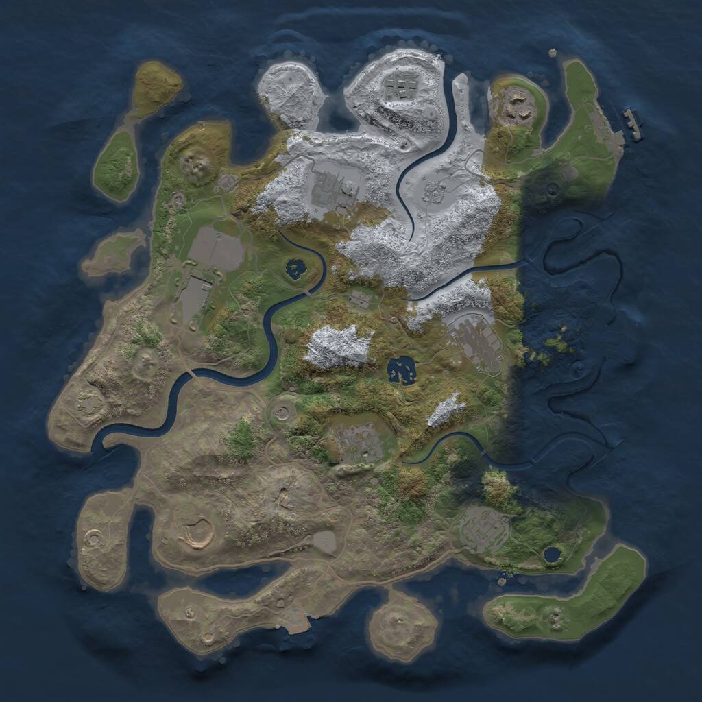 Rust Map: Procedural Map, Size: 3500, Seed: 344110090, 15 Monuments