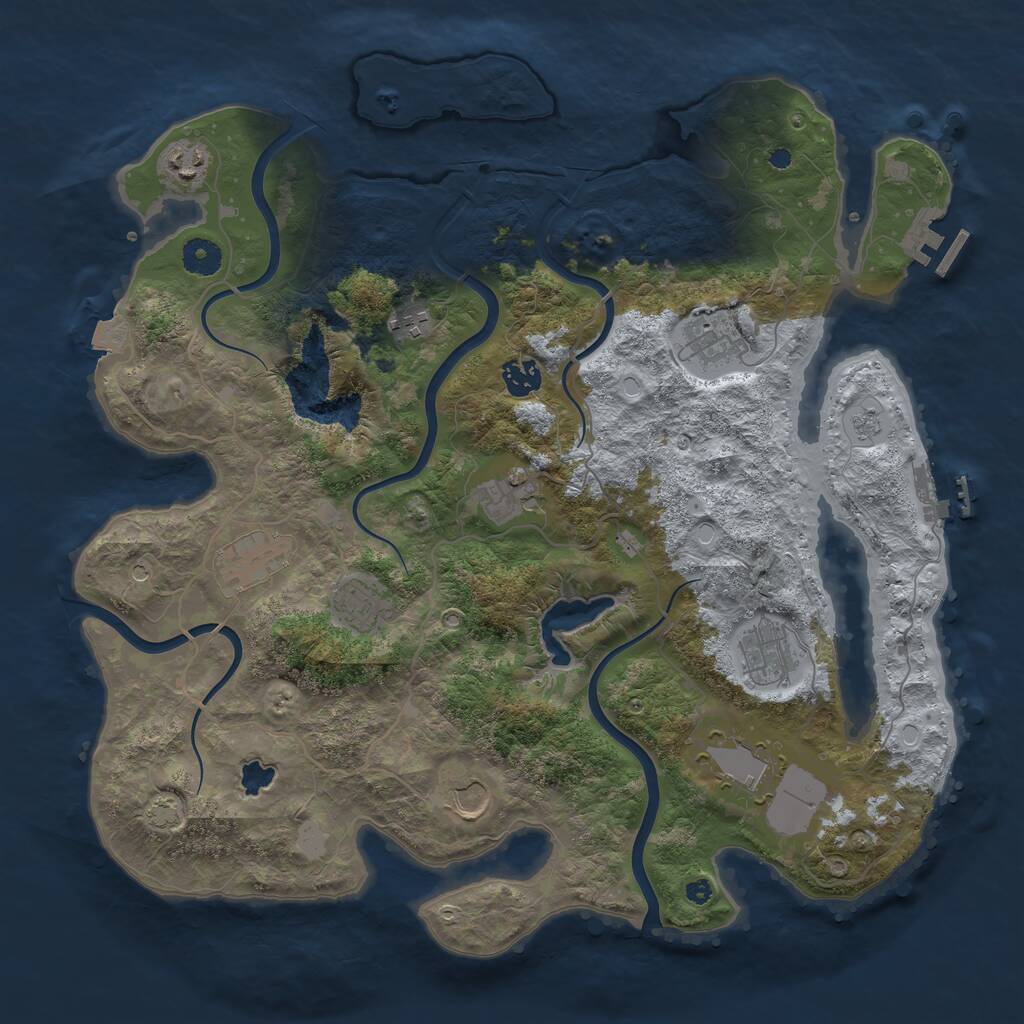 Rust Map: Procedural Map, Size: 4000, Seed: 897271141, 16 Monuments