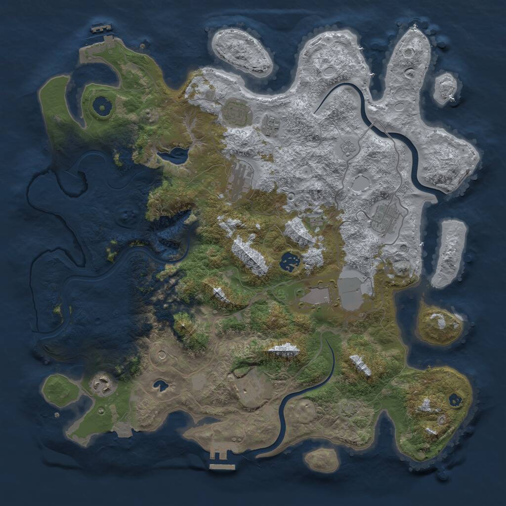Rust Map: Procedural Map, Size: 4000, Seed: 1242821986, 14 Monuments