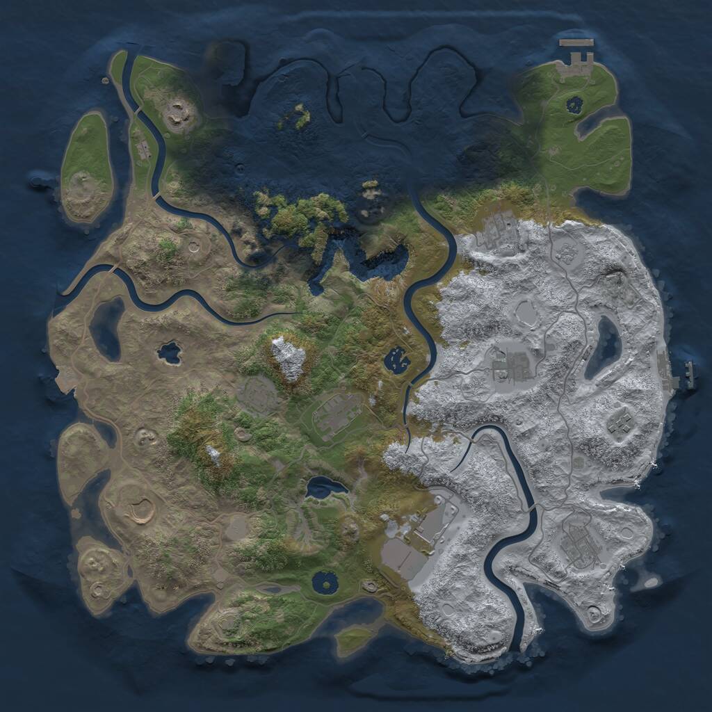 Rust Map: Procedural Map, Size: 4200, Seed: 1163659443, 16 Monuments