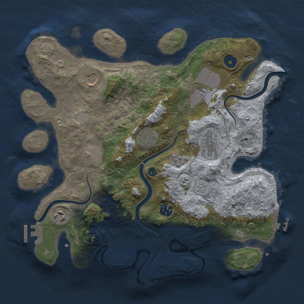 Rust Map: Procedural Map, Size: 3500, Seed: 223623473, 14 Monuments