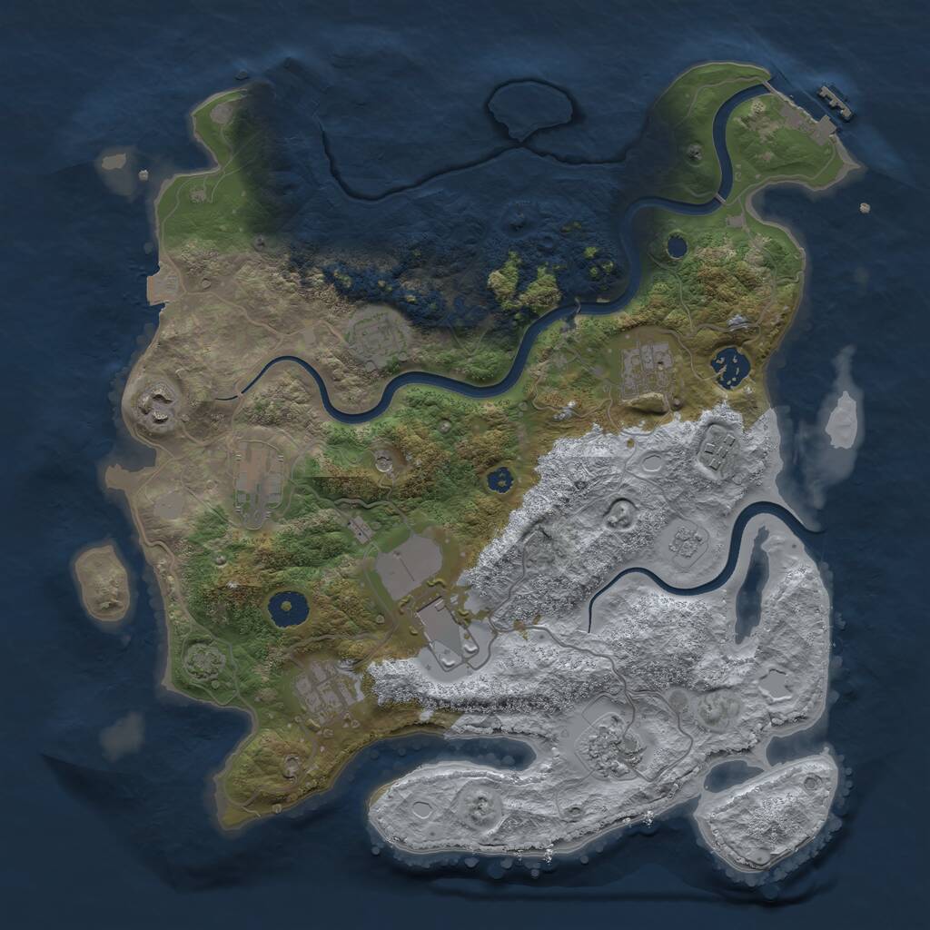 Rust Map: Procedural Map, Size: 3650, Seed: 374431246, 15 Monuments