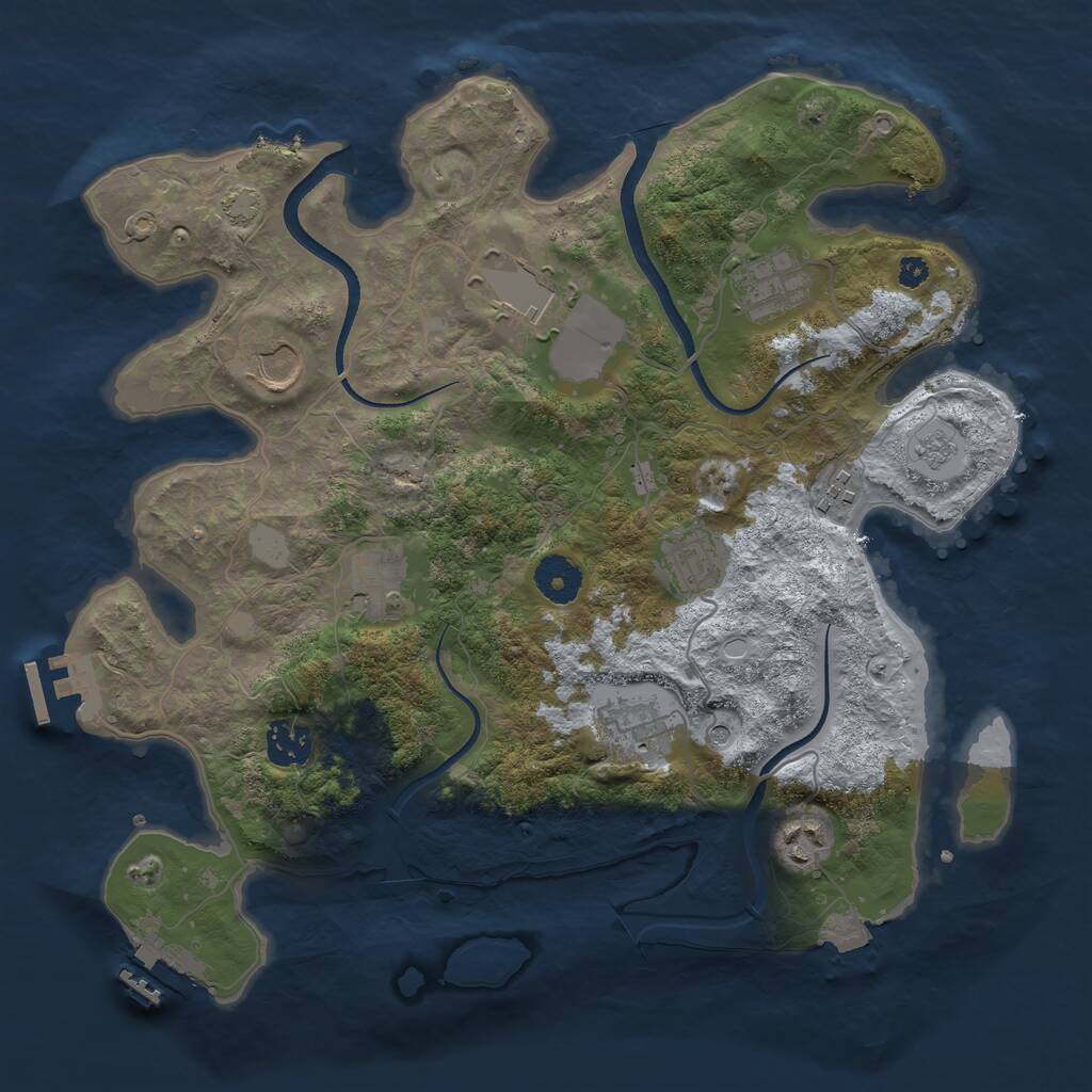 Rust Map: Procedural Map, Size: 3500, Seed: 2090297961, 15 Monuments