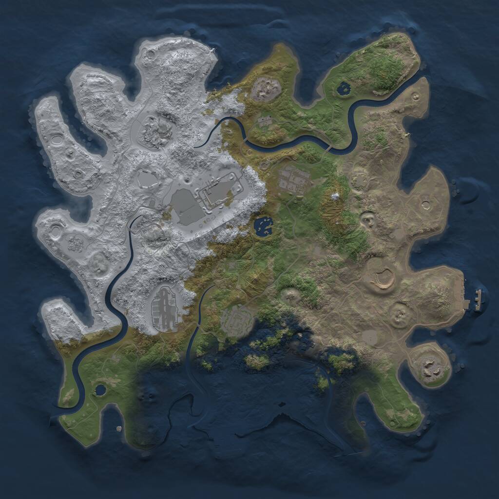 Rust Map: Procedural Map, Size: 3700, Seed: 500517774, 15 Monuments