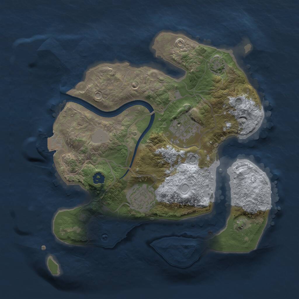 Rust Map: Procedural Map, Size: 2500, Seed: 1227557110, 5 Monuments